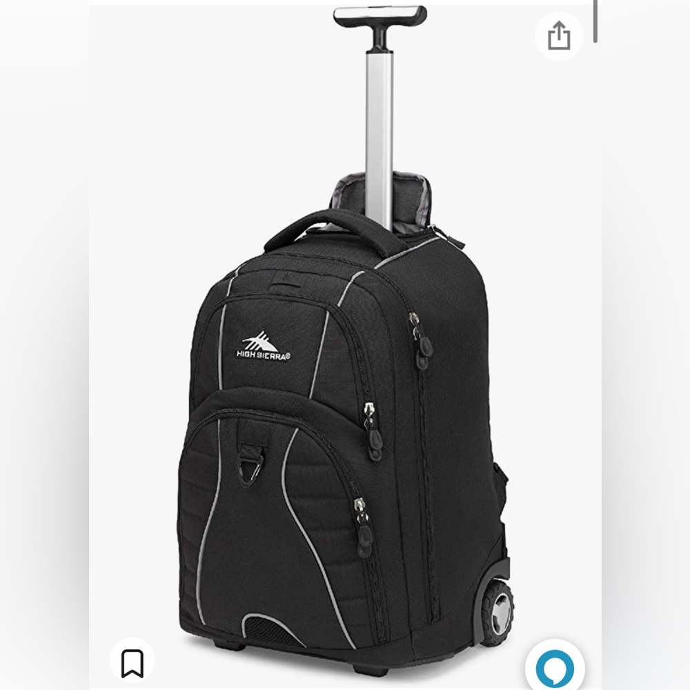 High Sierra Freewheel Wheeled Laptop Backpack, Black
